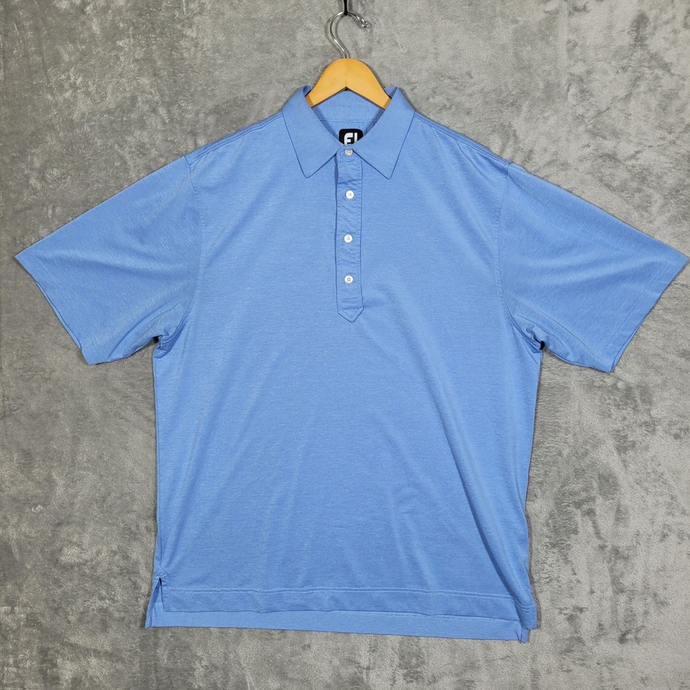 Footjoy FJ Polo Shirt Mens Large Blue Short Sleeve Golf Performance